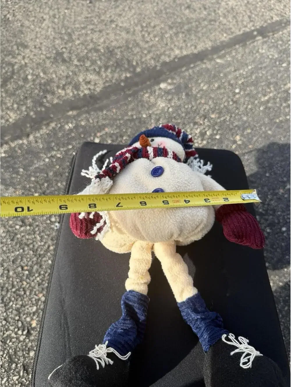 Vintage Plush Snowman Figure Long Legs Winter Christmas Shelf‎ Sitter 14” Tall